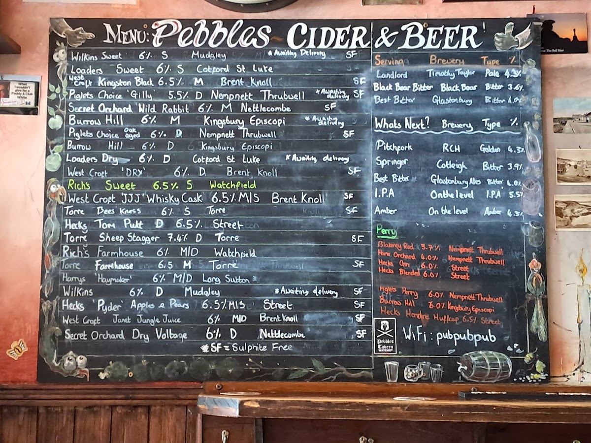 Pebbles Tavern Menu - Image 1